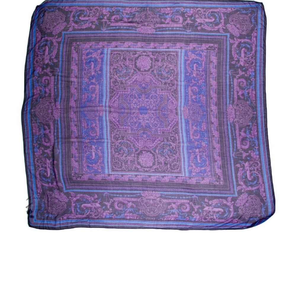 Versace Purple & Blue Paisley Print Scarf